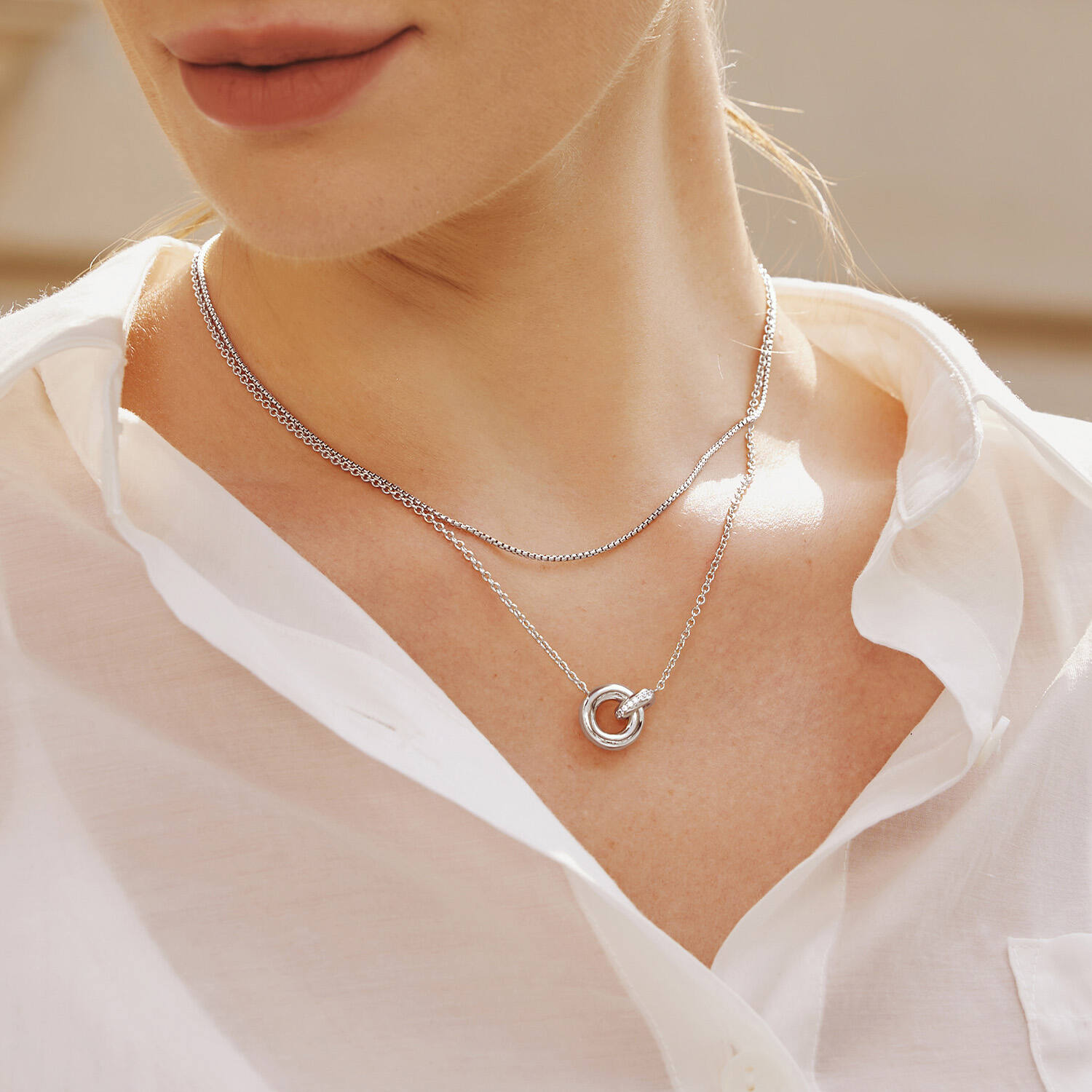  Voque Maven - Link necklaces - Silver / Rhodium plated - Crystal - 45cm